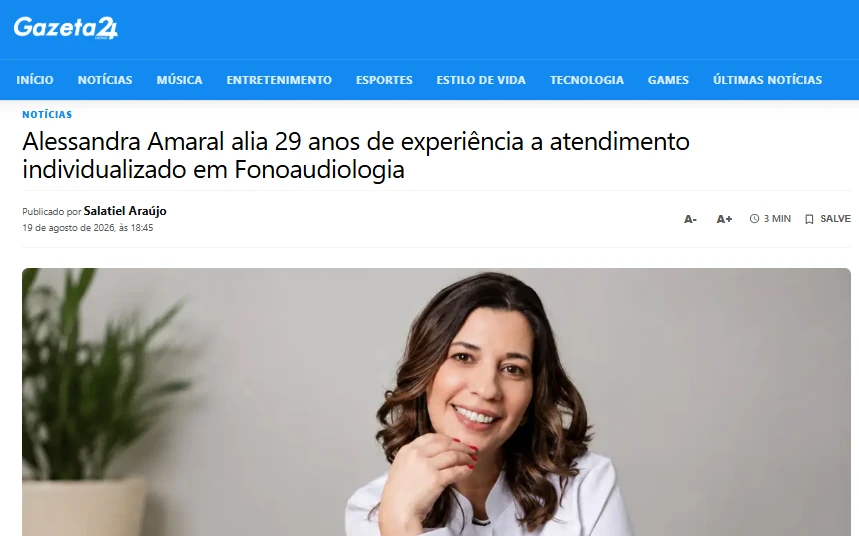 Reportagem sobre Alessandra Amaral no portal Gazeta24h